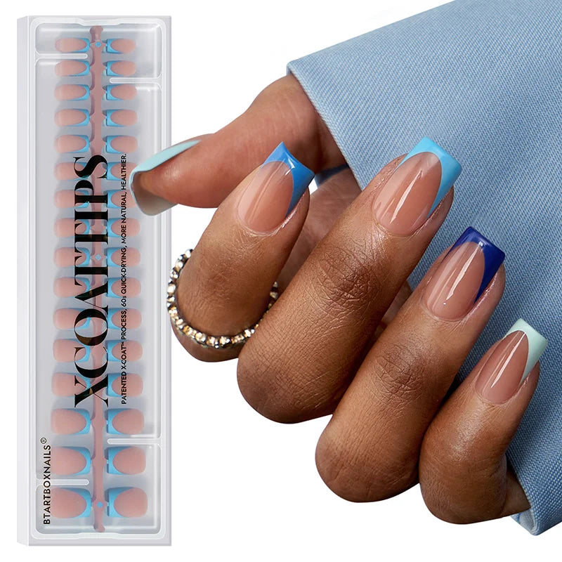 Blue French Tips Nails